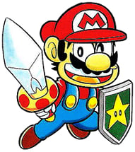 Mario using the Kinoko Sword from Super Mario-kun