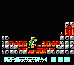 The final battle between Mario and Bowser, in Super Mario Bros. 3.