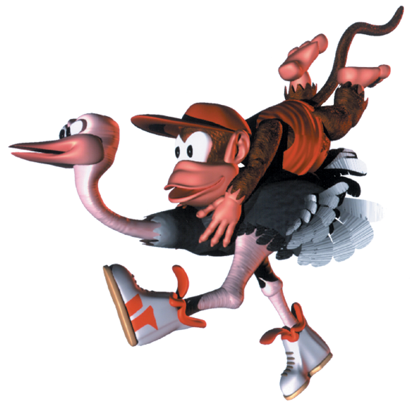 File:Diddy and Expresso - Artwork - Donkey Kong Country.png