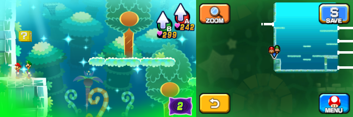 Third block in Dreamy Somnom Woods accessed by a second Pi'illo Master of Mario & Luigi: Dream Team.