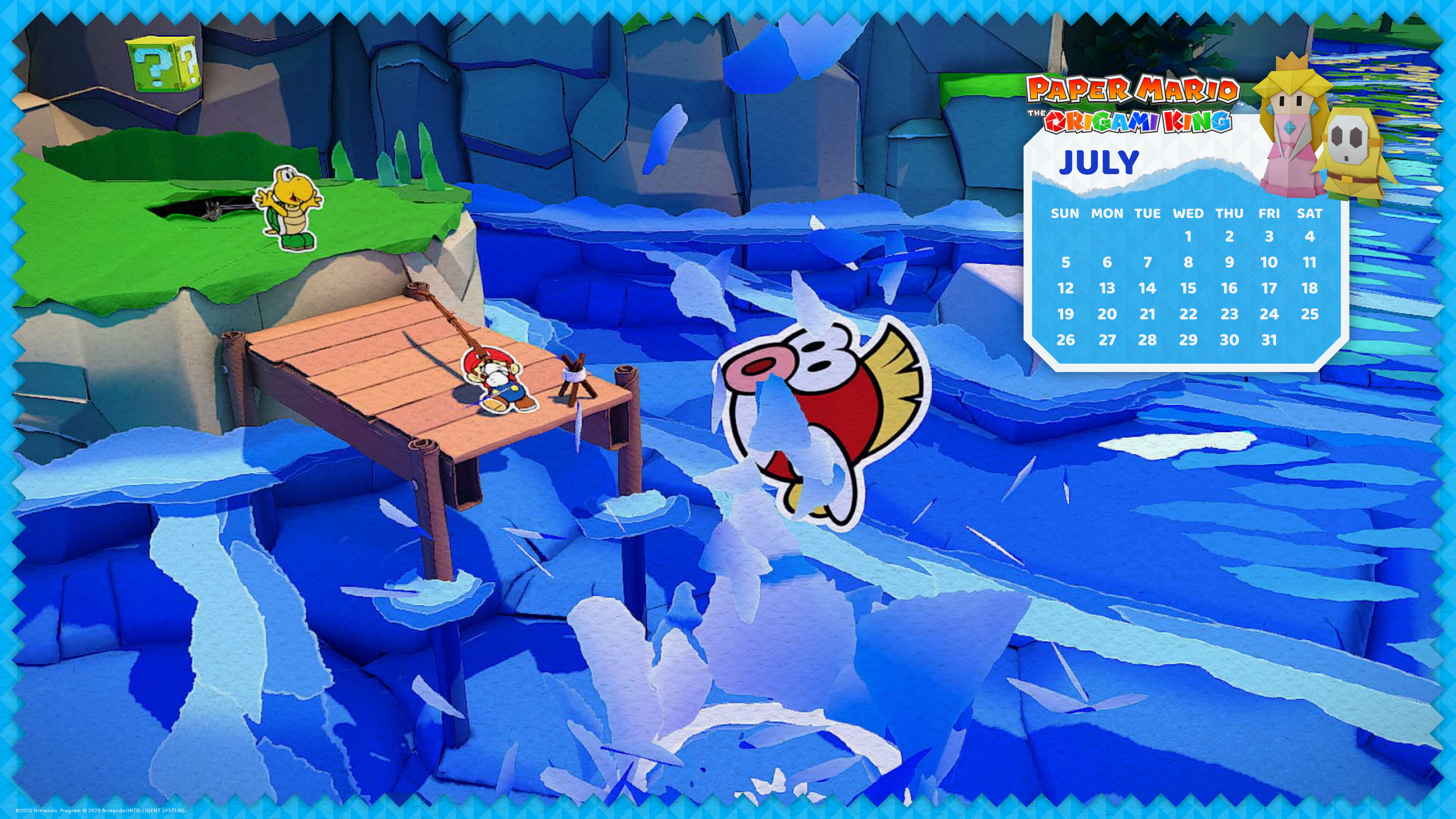 July 2020 desktop calendar