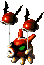 Battle idle animation of an Octolot from Super Mario RPG: Legend of the Seven Stars