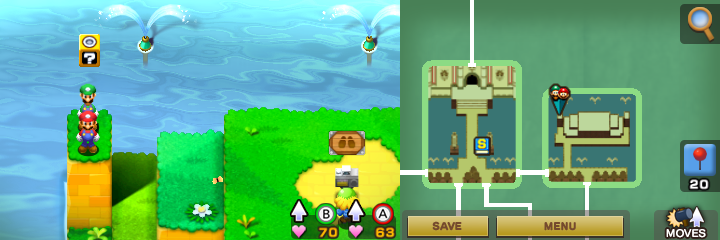Thirteenth block in Beanbean Castle of Mario & Luigi: Superstar Saga + Bowser's Minions.