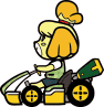 A stamp of Isabelle in Mario Kart 8 Deluxe.