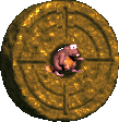 A Gnawty riding a millstone in Donkey Kong Country
