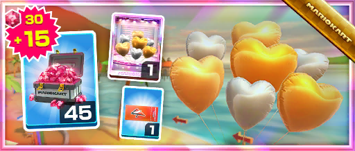 The Silver-and-Gold Hearts Pack from the 2020 Los Angeles Tour in Mario Kart Tour