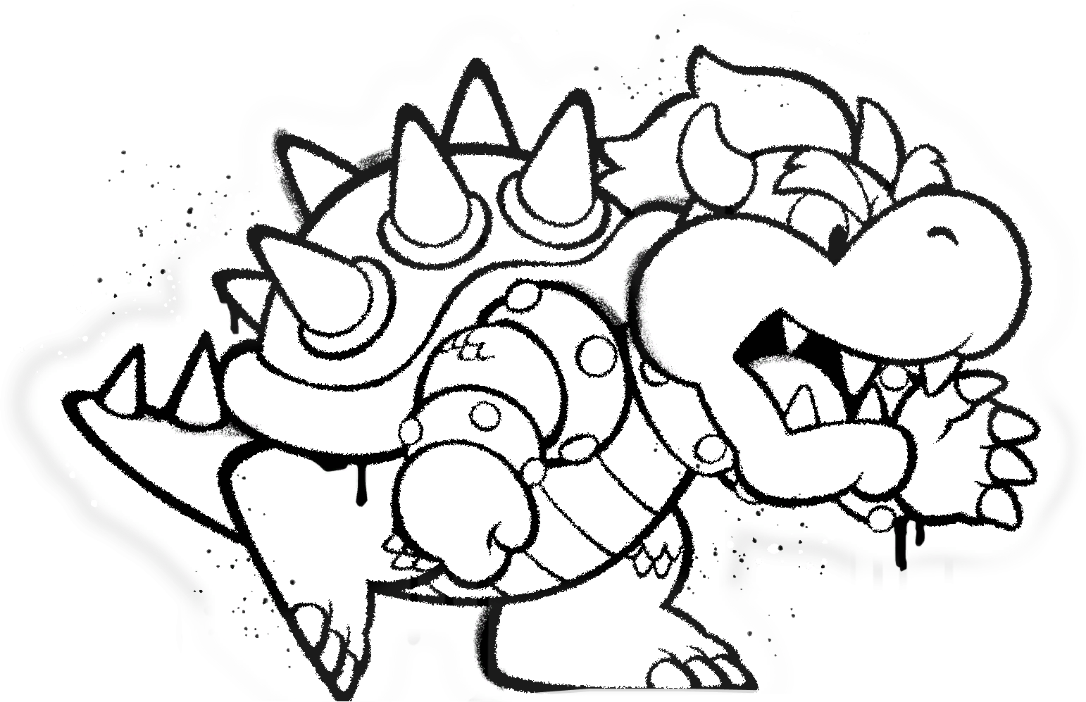 Bowser reaches for Peach (uncolored)