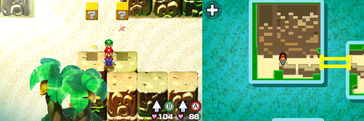 Eighteenth and nineteenth blocks in Plack Beach of Mario & Luigi: Bowser's Inside Story + Bowser Jr.'s Journey.