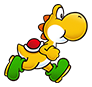 Yellow Yoshi running in Super Mario Run.