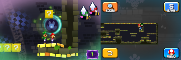 Second block in Dreamy Pi'illo Castle accessed by a second Blue Pi'illo of Mario & Luigi: Dream Team.
