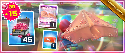 The Pink Gold Paper Glider Pack from the Super Mario Kart Tour in Mario Kart Tour