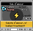 The shelf sprite of one of Mona's records (Sal. d'amour) in the game WarioWare: D.I.Y., as it appears on the top screen.