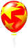 A sprite of a red Weapon Balloon from Diddy Kong Racing.