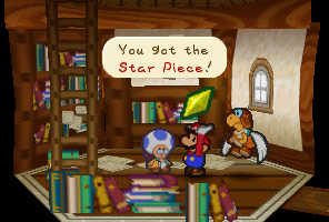 Mario getting a Star Piece from Russ T. in Paper Mario