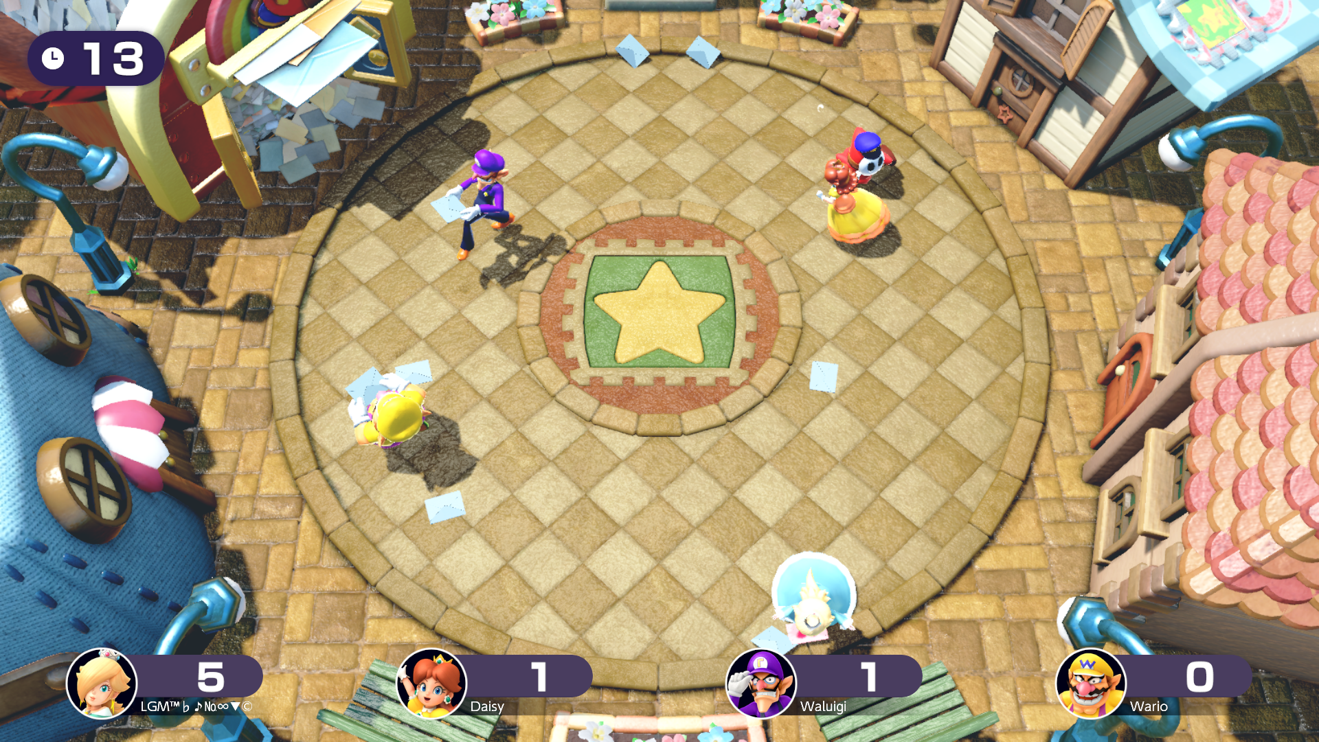 Catch You Letter Pick up letters falling from the sky, and give them back to the Shy Guy!