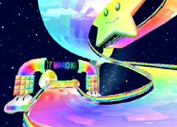 The icon for Rainbow Road, from Mario Kart Double Dash!!.