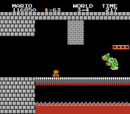 Mario and a fake Bowser in World 3-4