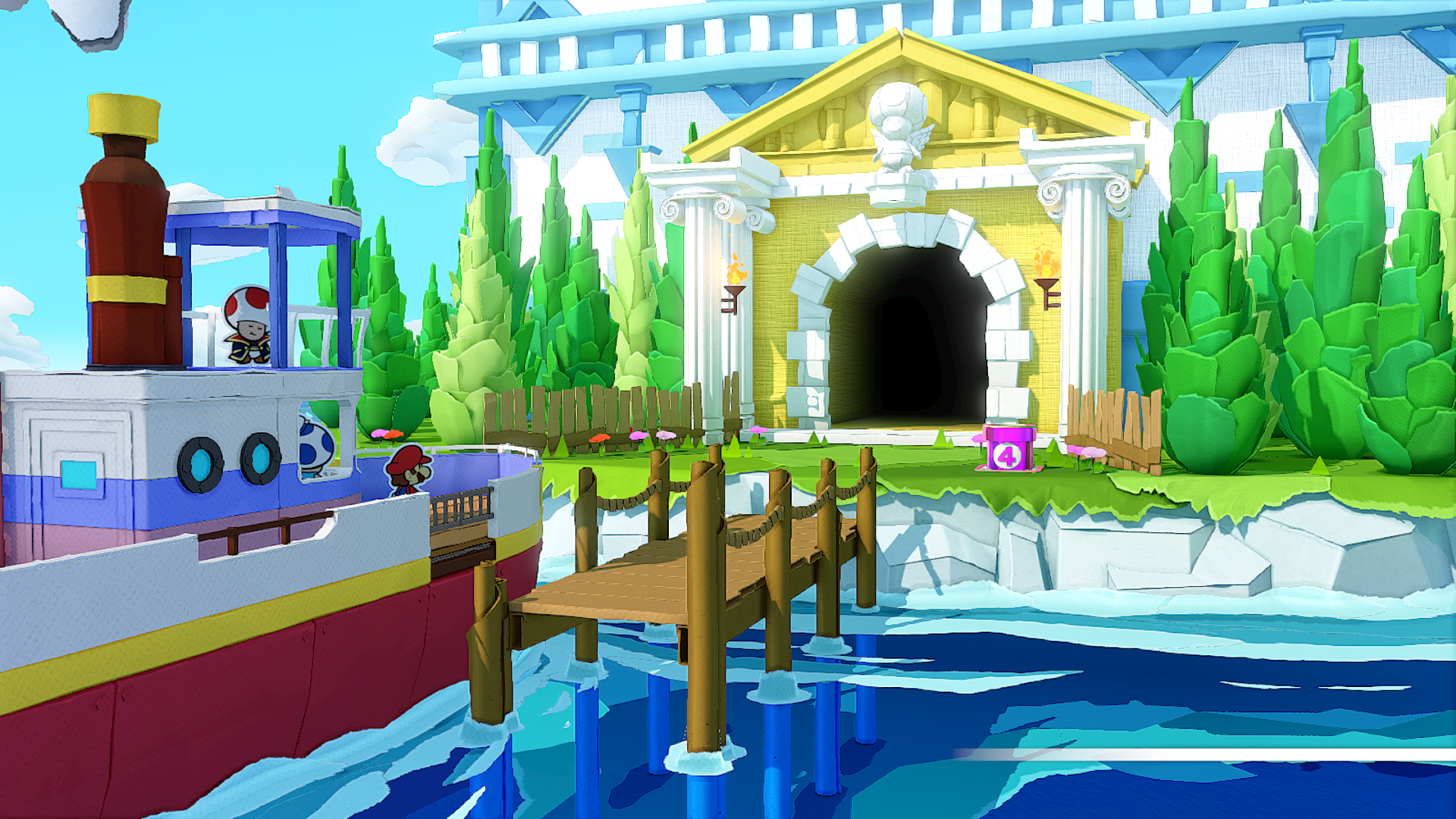 Mario and company arriving at the Sea Tower