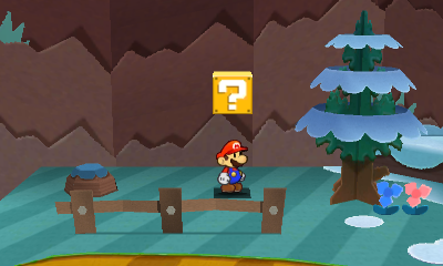 First ? Block in Snow Rise of Paper Mario: Sticker Star.