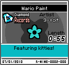 The shelf sprite of one of 9-Volt's records (Mario Paint) in the game WarioWare: D.I.Y., as it appears on the top screen.