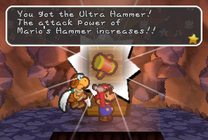 Mario and Parakarry find the Ultra Hammer in Mt. Lavalava