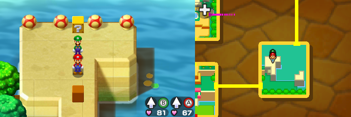 Block 27 in Toad Town of Mario & Luigi: Bowser's Inside Story + Bowser Jr.'s Journey.