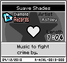 The shelf sprite of one of Ashley's records (Suave Shades) in the game WarioWare: D.I.Y., as it appears on the top screen.
