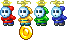 Sprites of variously-colored Fly Guys from Yoshi Touch & Go