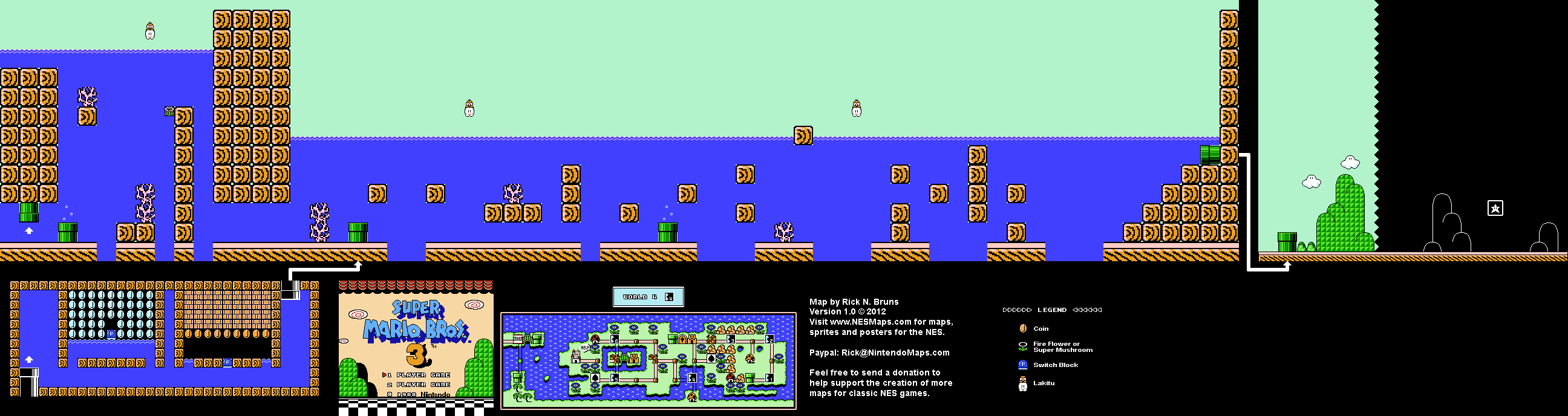 Map of World 4-4 of Super Mario Bros. 3