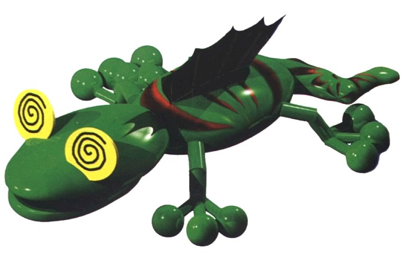 Official Artwork of Gecko from the game Super Mario RPG: Legend of the Seven Stars.