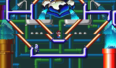 Mario in the level Geometropolis 1.