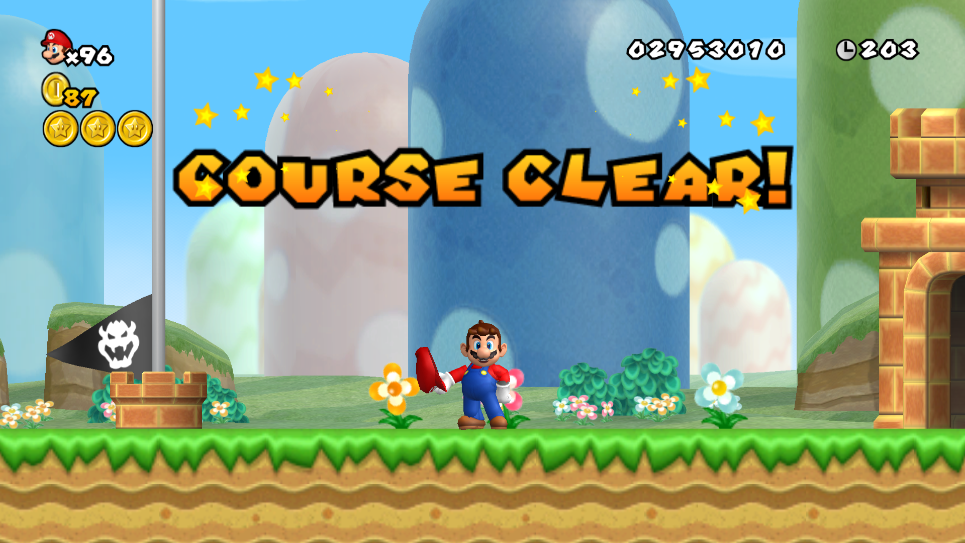 File:NSMBW Mario Level Complete Screenshot.png - Super Mario Wiki, the ...