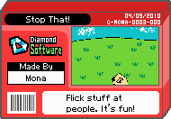 The shelf cover for one of Mona's microgames in WarioWare: D.I.Y.