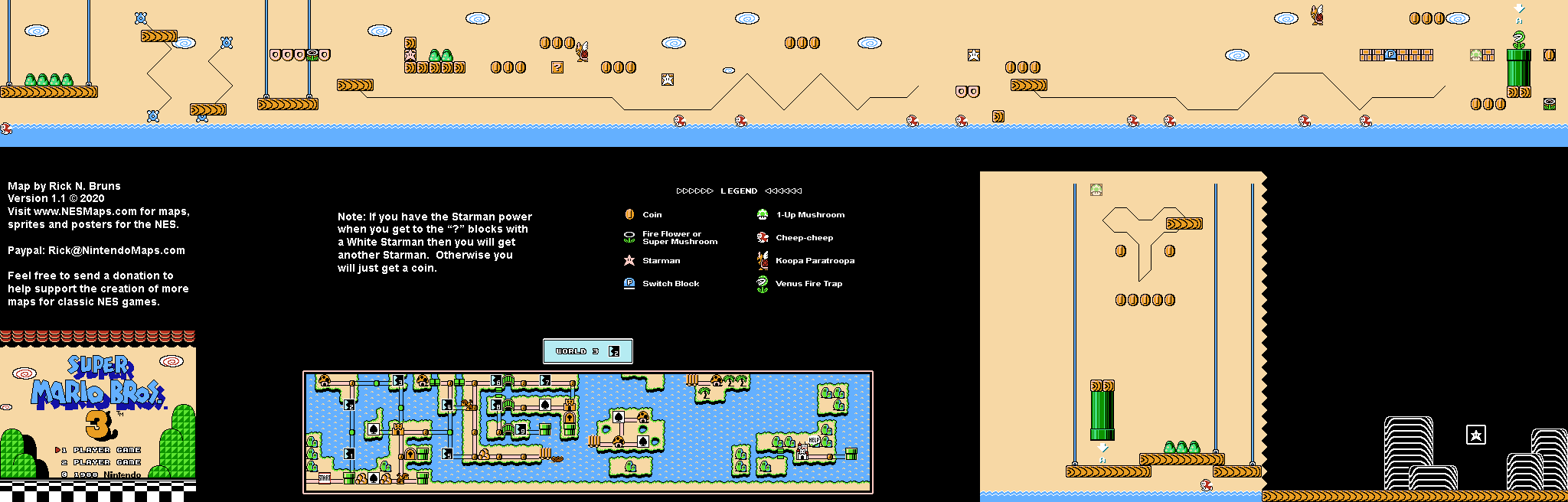 Map of World 3-2 of Super Mario Bros. 3