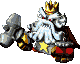 Battle idle animation of Smithy in his first form from Super Mario RPG: Legend of the Seven Stars
