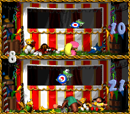 Gameplay of the Race to 25 mode of Swanky's Sideshow in Donkey Kong Country 3: Dixie Kong's Double Trouble!