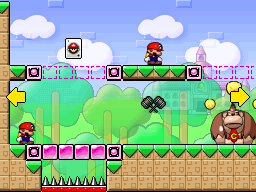 A screenshot of Room 1-6 from Mario vs. Donkey Kong 2: March of the Minis.