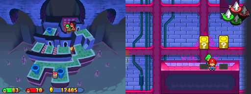 Ninth and tenth blocks in Peach's Castle Cellar of the Mario & Luigi: Partners in Time.