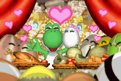 Yoshi with the Egglings in the ending cut-scene
