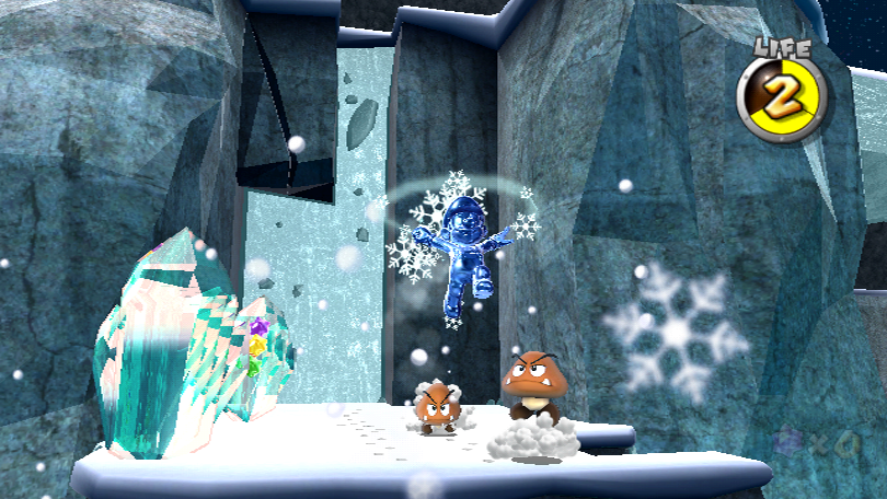 Ice Mario in Freezeflame Galaxy of Super Mario Galaxy