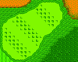 The green from Hole 13 of the Marion Club from the Game Boy Color Mario Golf