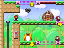 A screenshot of Room 1-9 from Mario vs. Donkey Kong 2: March of the Minis.