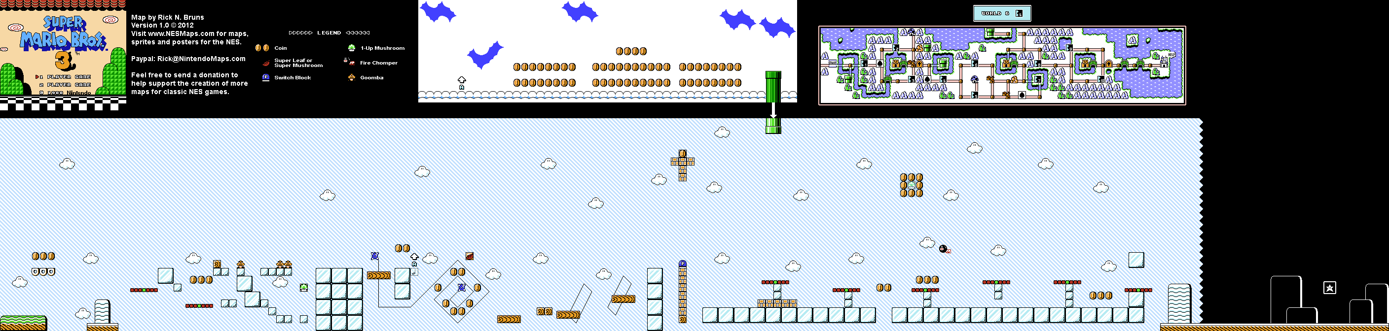 Map of World 6-4 of Super Mario Bros. 3