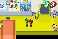 Screenshot of Mario and Luigi in the Yoshi Theater