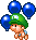 Baby Luigi held by a balloon from Yoshi Touch & Go