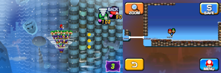 Mario and Luiginoids (in the shape of a cone) near 3 Coins in Dreamy Mount Pajamaja accessed by the Mega Pi'illo named Shawn of Mario & Luigi: Dream Team.