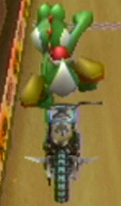 Yoshi performing a Trick in Mario Kart Wii