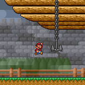 A picture of Mario getting onto an Airship