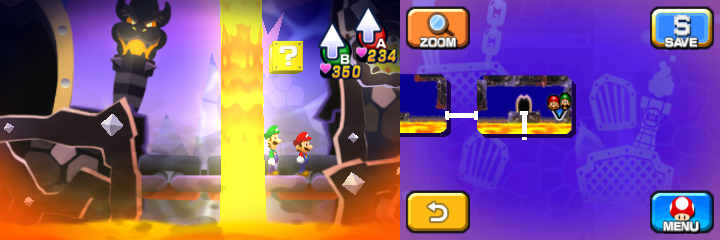 First block in Dreamy Neo Bowser Castle accessed by a second Koopa Clown Car Dreampoint of Mario & Luigi: Dream Team.