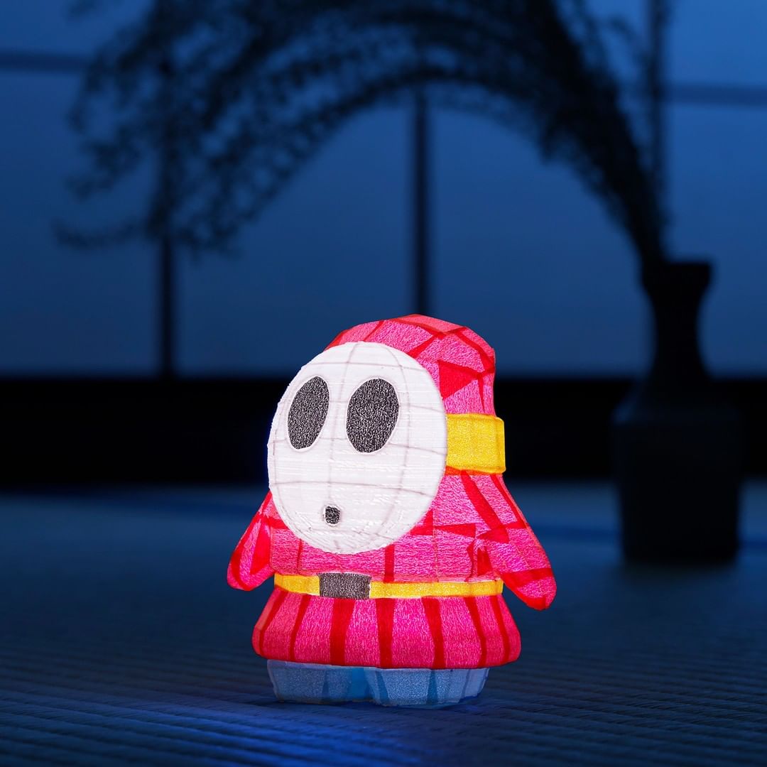 Photo of a Paper Macho Shy Guy andon promoting the game from Nintendo Co., Ltd.'s Instagram account